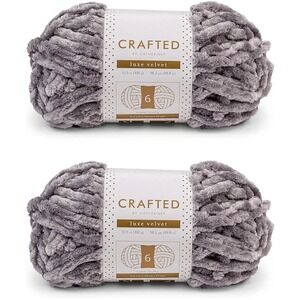 Crafted By Catherine Yarn Gray Luxe Velvet Yarn 2 Pack #6‎ Yarn